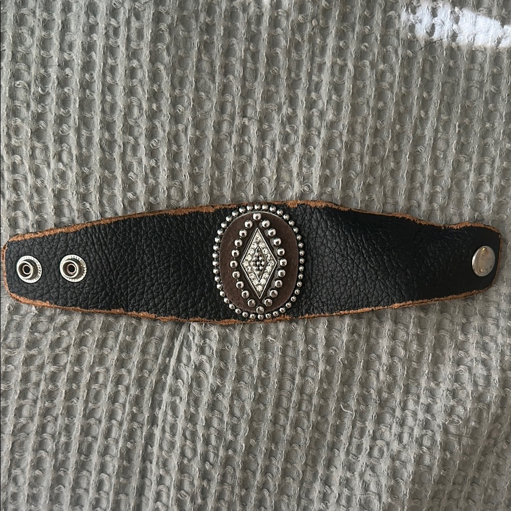 Black Leather Studded Women’s Bracelet